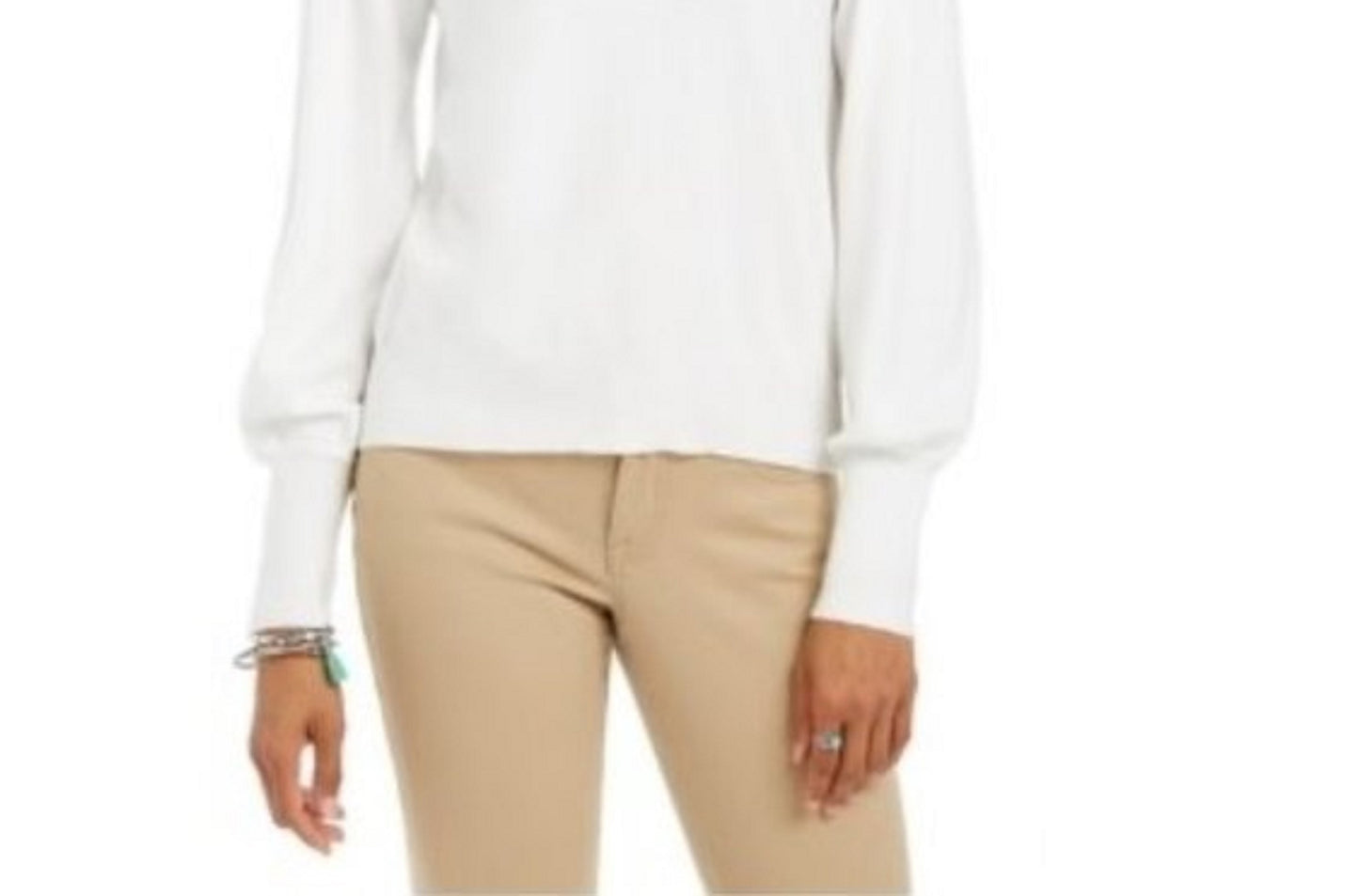 Style & Co Women's Pull-Sleeve Blouson Sweater White Size Small