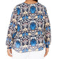 INC International Concepts Women's Plus Button Up Floral Print Top Turq Aqua Size 2X