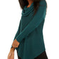 BCX Junior's Textured Cowlneck V-Hem Sweater Dark Green Size X-Large