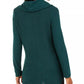 BCX Junior's Textured Cowlneck V-Hem Sweater Dark Green Size X-Large