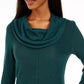 BCX Junior's Textured Cowlneck V-Hem Sweater Dark Green Size X-Large