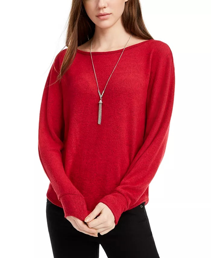 BCX Junior's Ribbed Sweater Red Size X-Large