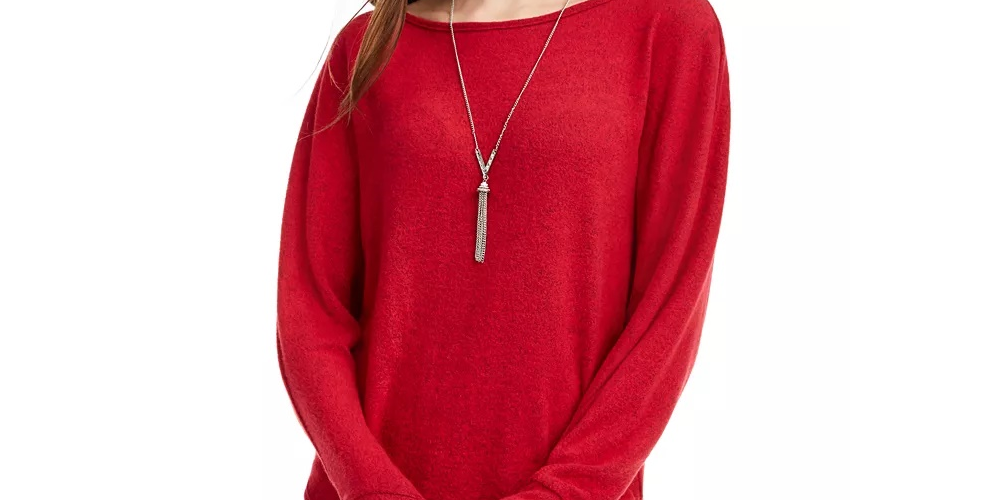 BCX Junior's Ribbed Sweater Red Size X-Large