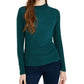 BCX Juniors' Textured Side-Ruched Mock-Neck Sweater Dark Green Size X-Small