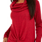 BCX Junior's Textured Cowlneck Twist Front Sweater Red Size X-Small