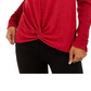 BCX Junior's Textured Cowlneck Twist Front Sweater Red Size X-Small