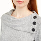BCX Juniors' Button Trim Ribbed Sweater Gray Size Extra Small