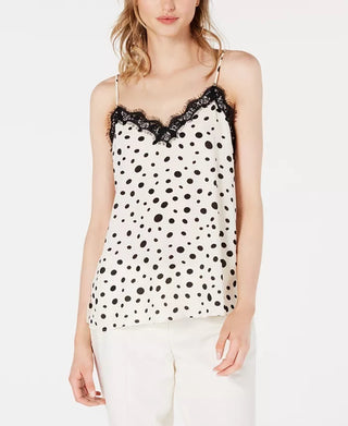 Bar III Women's Polka Dot Camisole Top White Size Large
