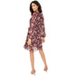 INC International Concepts Women's Floral-Print Ruffle Dress Wine Size 16