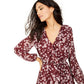 INC International Concepts Women's Floral-Print Ruffle Dress Wine Size 16