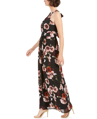 INC International Concepts Women's Floral-Print Halter Maxi Dress Black Size 6