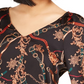 Bar III Women's Printed V-Neck Top Charcoal Size Large