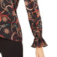 Bar III Women's Printed V-Neck Top Charcoal Size Large