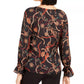 Bar III Women's Printed V-Neck Top Charcoal Size Small