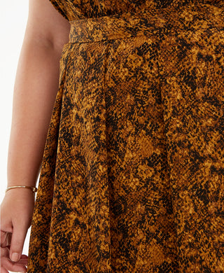 Bar III Women's Trendy Snake Print Pleated A Line Midi Skirt Medium Yellow Size 2X