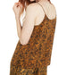 Bar III Women's Snake-Print Lace-Trim Top Med Yellow Size X-Small