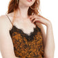 Bar III Women's Snake-Print Lace-Trim Top Med Yellow Size X-Small