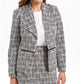 Kasper Women's Metallic Jacquard Wing Collar Jacket Charcoal Size 6
