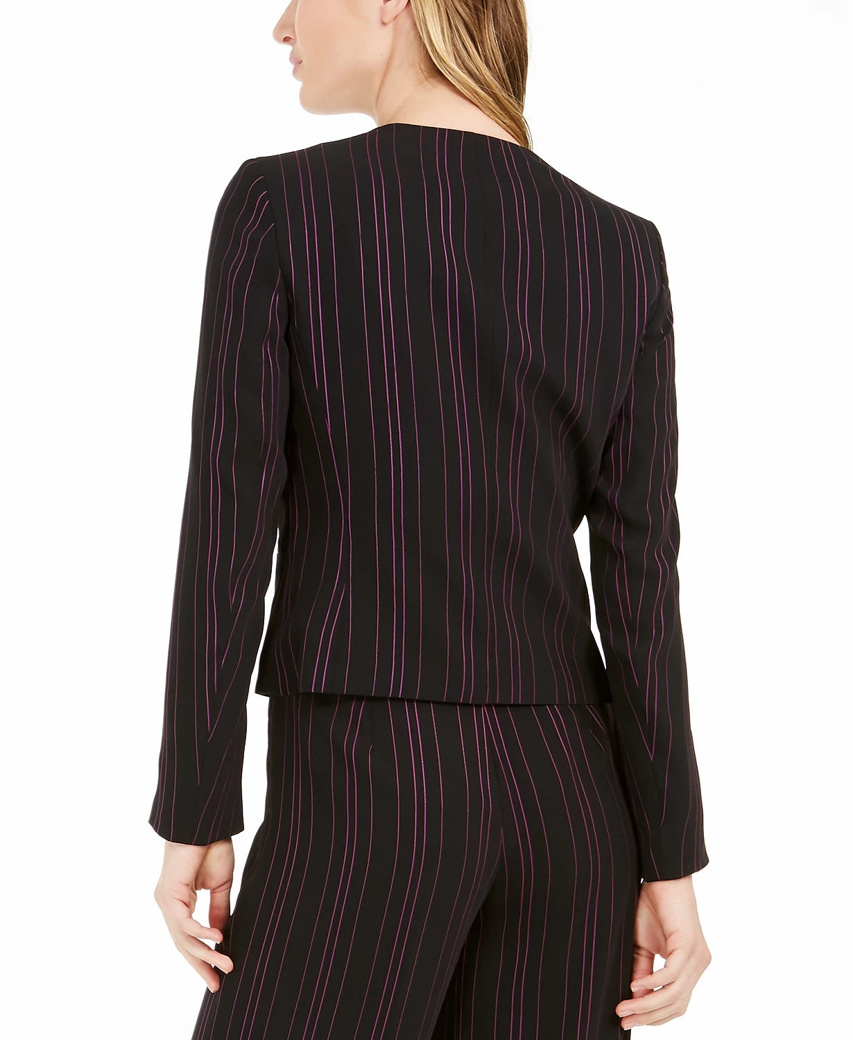 Bar III Women's Striped Open Front Jacket Black Size Small