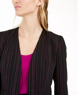 Bar III Women's Striped Open Front Jacket Black Size Small