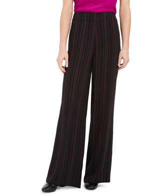 Bar III Women's Striped Wide Leg Pants Black Size 12