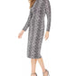 INC International Concepts Women's Snake Embossed Sheath Midi Dress Gray Size 6