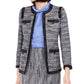 Anne Klein Women's Contrast Trim Tweed Jacket Dark Grey Size 6