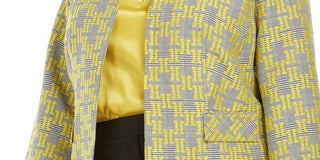 Kasper Women's Jacquard Plaid Jacket Medium Yellow Size 22W