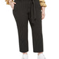 Bar III Women's Trendy Plus Striped Tie Waist Pants Charcoal Size 20W