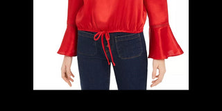 BCX Junior's Ruffled Tie Hem Top Blue Size Large