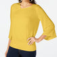 Thalia Sodi Women's Smocked Flared-Sleeve Top Yellow Size Medium