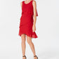 SL Fashions Women's Tiered Chiffon Dress Red Size 8
