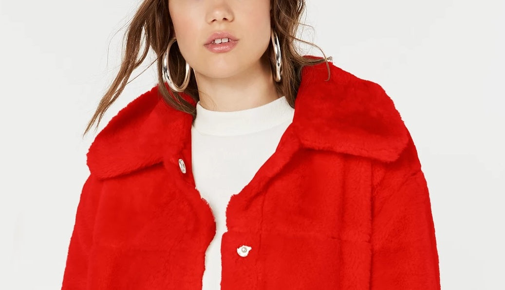 Jou Jou Juniors' Faux-Fur Jacket Red Size Medium