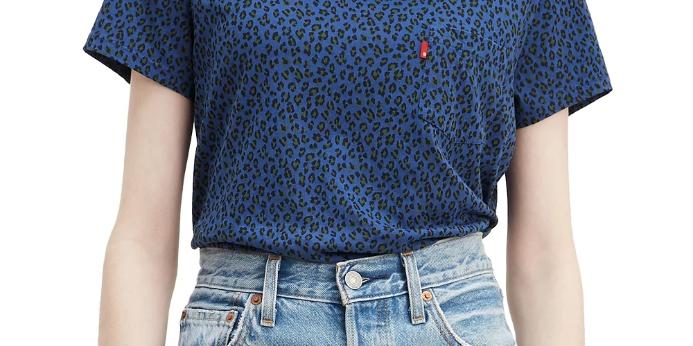 Levi's Women's Cotton Printed Perfect T-Shirt Navy Size X-Small