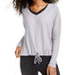 Self Esteem Juniors' Lace-Trim Top Gray Size Large