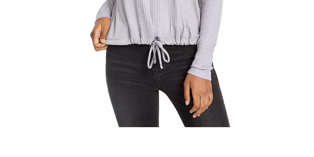 Self Esteem Juniors' Lace-Trim Top Gray Size Large