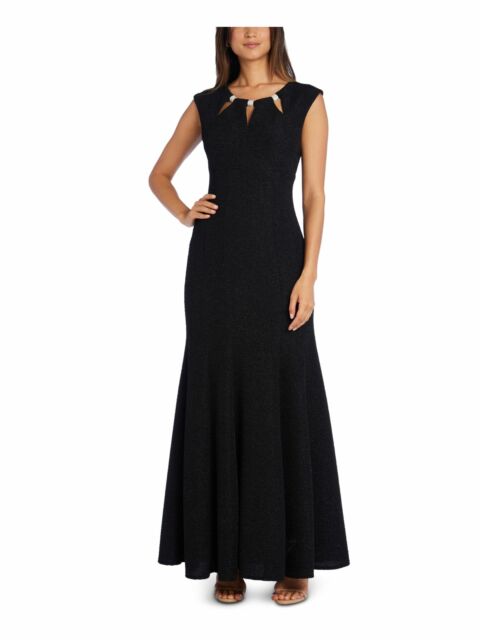 R & M Richards Women's Embellished Keyhole Mermaid Gown Black Size 14