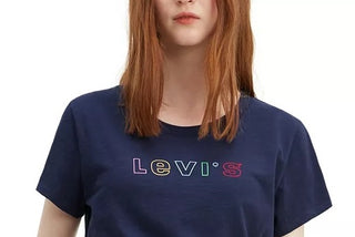 Levi's Women's Cotton Rainbow Logo Graphic T-Shirt Navy Size Small