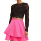 City Studios Junior's 2 Pc Lace Top & Satin Skirt Dress Pink Size 11