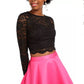 City Studios Junior's 2 Pc Lace Top & Satin Skirt Dress Pink Size 11
