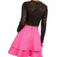 City Studios Junior's 2 Pc Lace Top & Satin Skirt Dress Pink Size 11