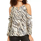 Thalia Sodi Women's Printed Cold Shoulder Top White Size X-Large