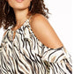 Thalia Sodi Women's Printed Cold Shoulder Top White Size X-Large