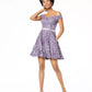 City Studios Junior's Off The Shoulder Lace Fit & Flare Dress Purple Size 5