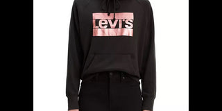 Levi's Women's Metallic Logo Print Hoodie Black Size Medium