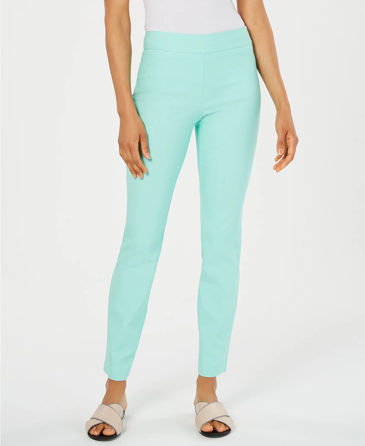 Charter Club Women's Petite Cambridge Tummy-Control Slim-Leg Pants  Blue Size 2PS