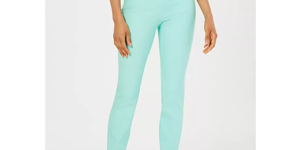 Charter Club Women's Petite Cambridge Tummy-Control Slim-Leg Pants Bright Blue Size 18X4.5