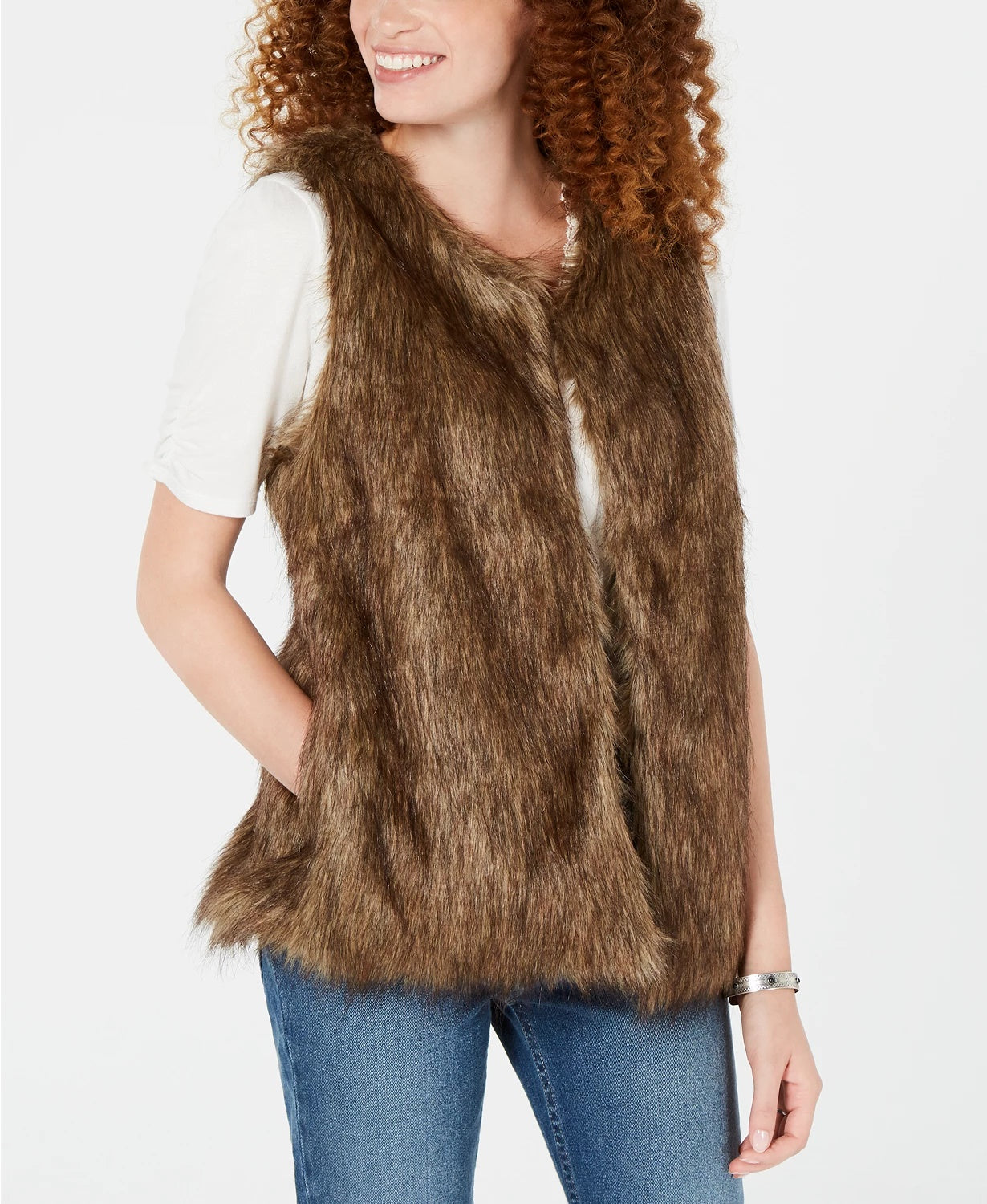 Say What? Juniors' Faux-Fur Vest ed ediu