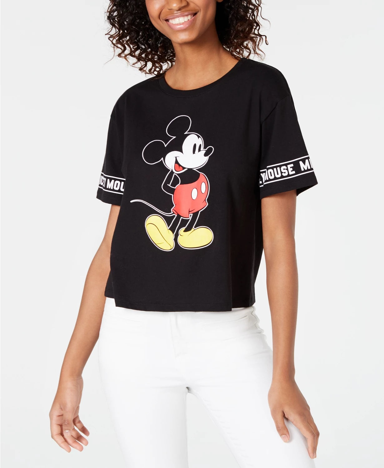 Disney Juniors' Mickey Mouse Graphic-Print T-Shirt Black Size X-Large