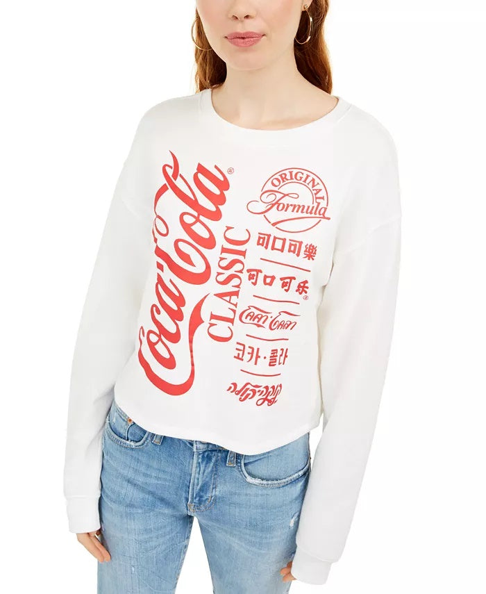 Love Tribes Juniors' Coca Cola Graphic Sweatshirt White Size Extra Large